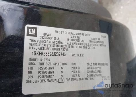 2008 GMC Yukon Denali z USA, uszkodzony, nr VIN 1GKFK63898J232745